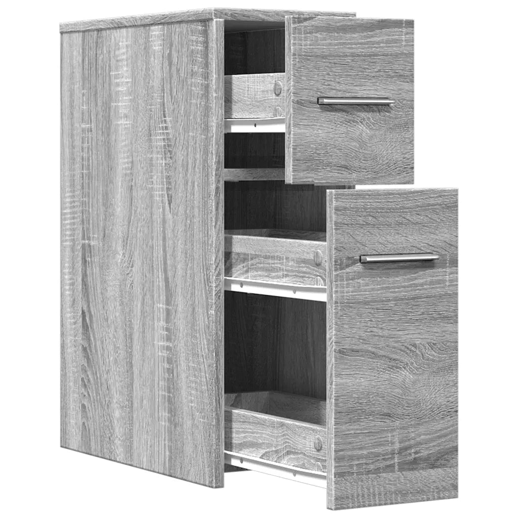 Mobiletto da bagno stretto con ruote contenitore 22 x 44 x 61,5 cm stile moderno e pratico legno composito grigio 02_0050651