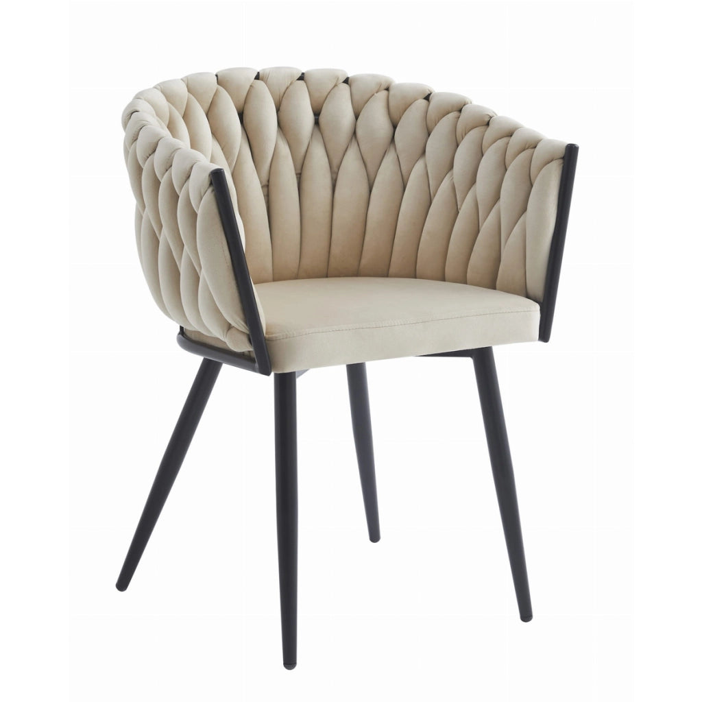 Sedia poltroncina Orion in velluto beige con gambe nere