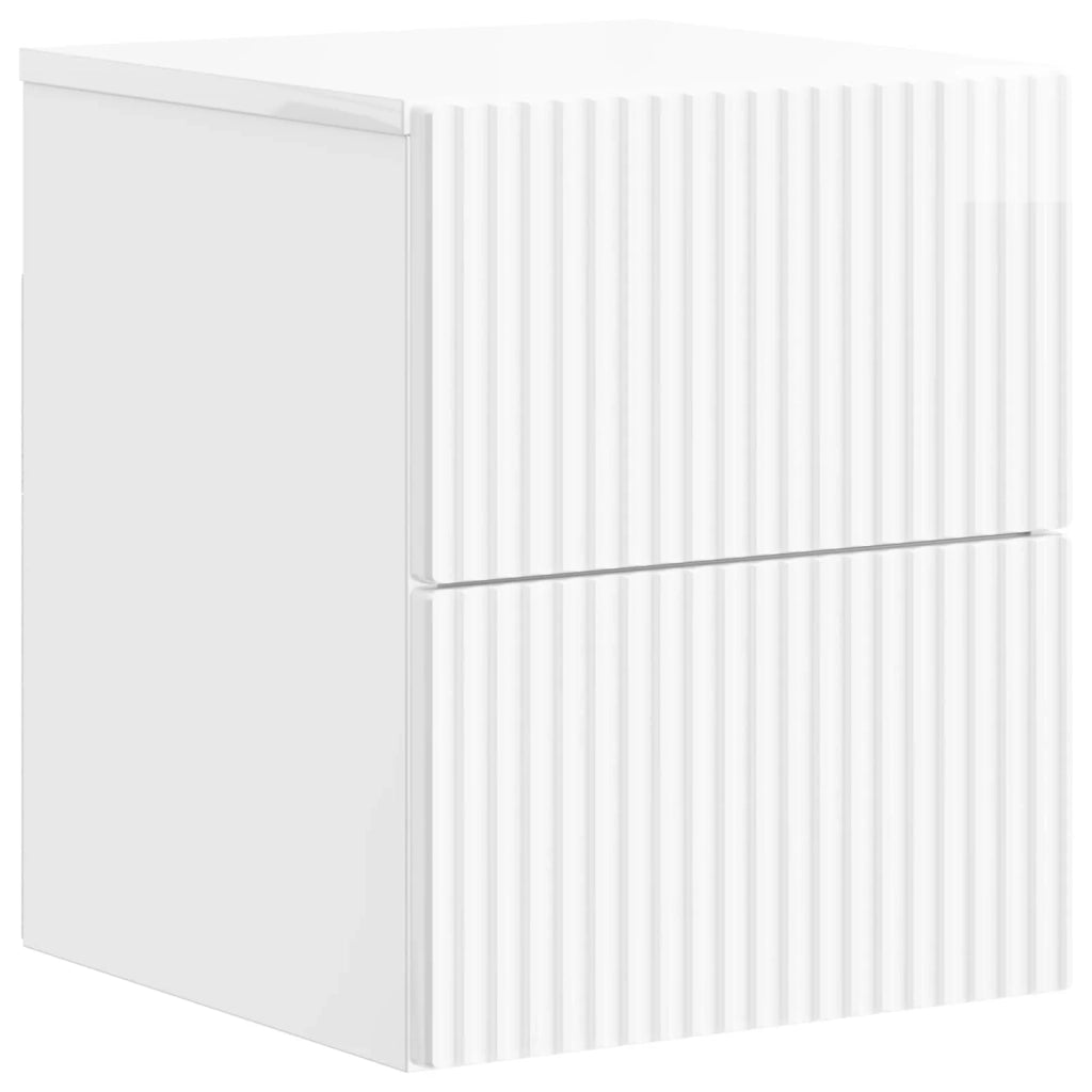 Mobiletto da notte a muro 2 pcs Bianco Lucido 33 x 34,5 x 40 cm