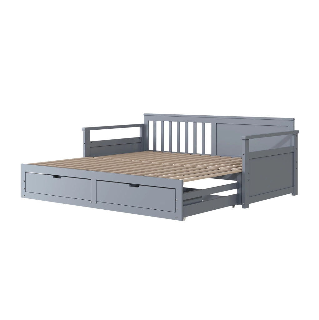 Divano letto multifunzione 90/180x190 cm con cassetti e letto estraibile; grigio