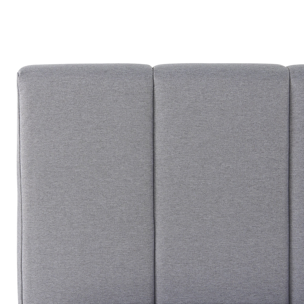 Letto contenitore Rivestimento in tessuto grigio chiaro 160 x 200 cm con testiera a doghe