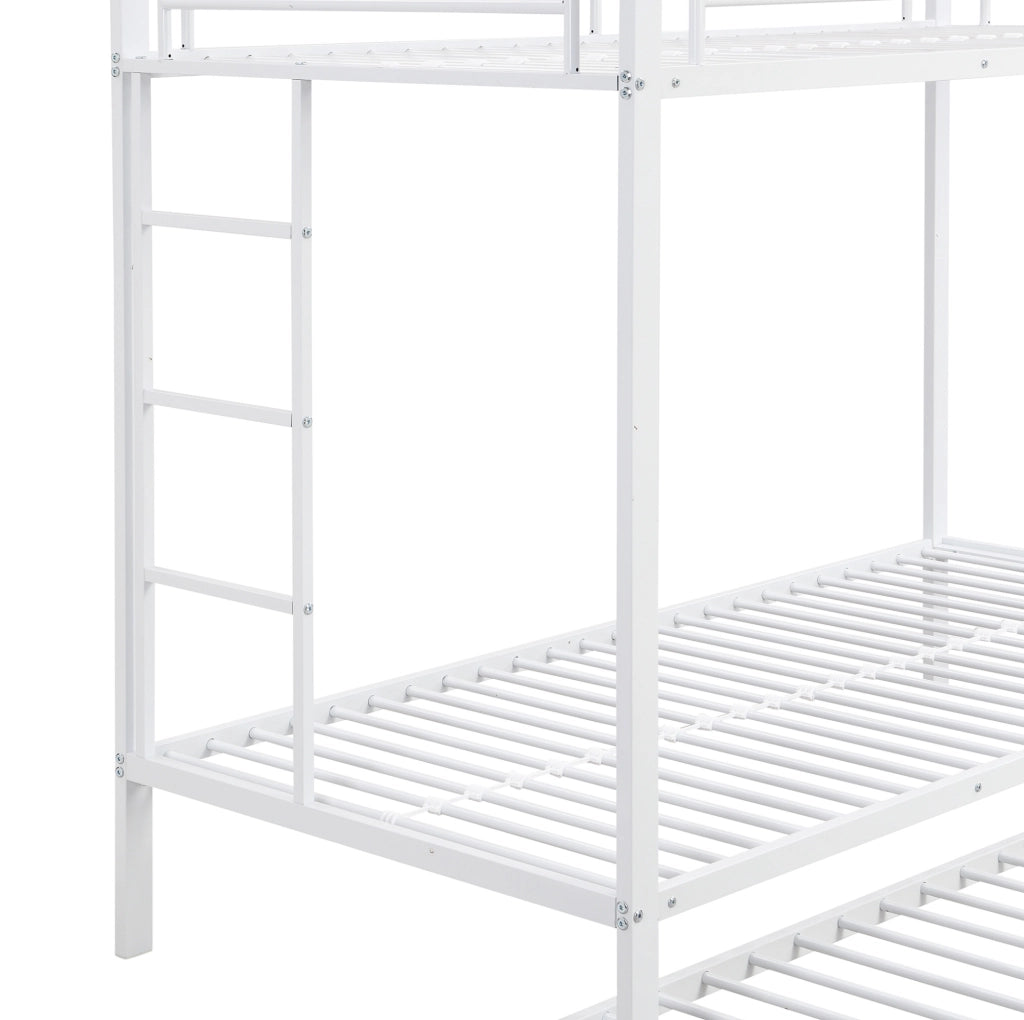 Letto a castello 90x200 cm in metallo bianco con letto estraibile