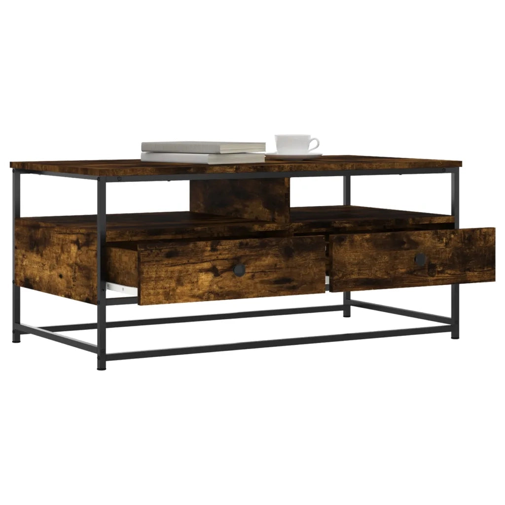 Tavolino da Salotto Rovere Fumo 100x51x45 cm Legno Multistrato 835286