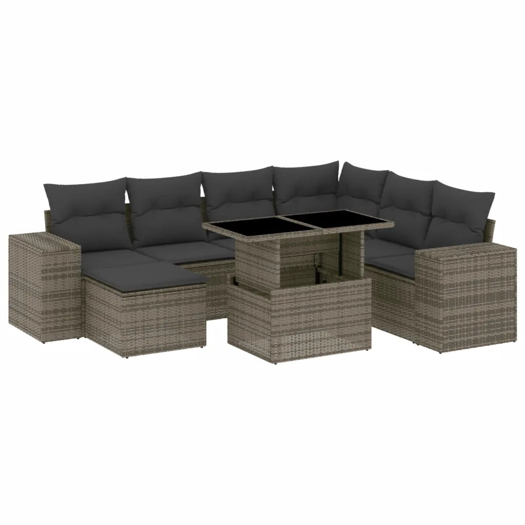 Set Divano da Giardino 8 pz con Cuscini Grigio in Polyrattan 3269330