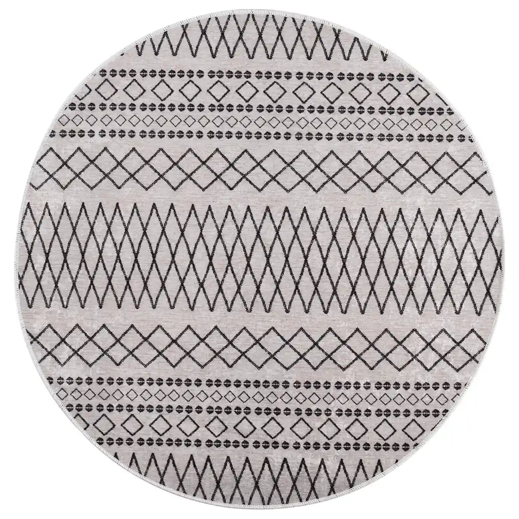 Tappeto Lavabile φ120 cm Nero e Bianco 337975