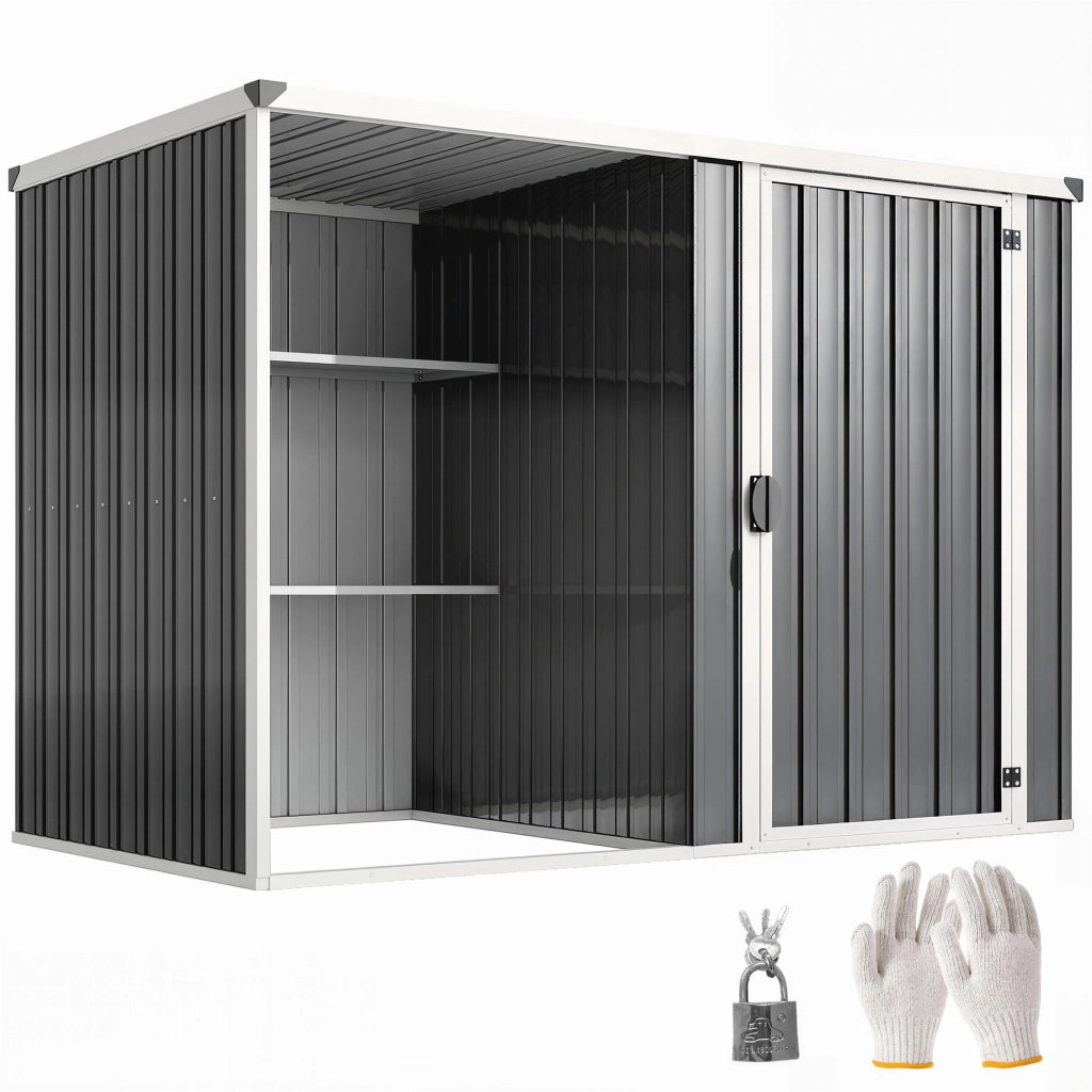 Capanno da Giardino in Acciaio Zincato ¨C Zephmum ¨C Grigio 231x125x162 cm