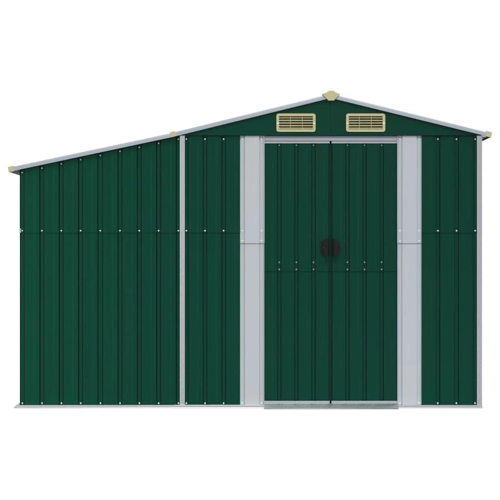 Casetta da giardino cabina ripostiglio casetta da esterno robusta casetta per attrezzi 277 x 192,5 x 179 cm acciaio zincato verde 02_0022376