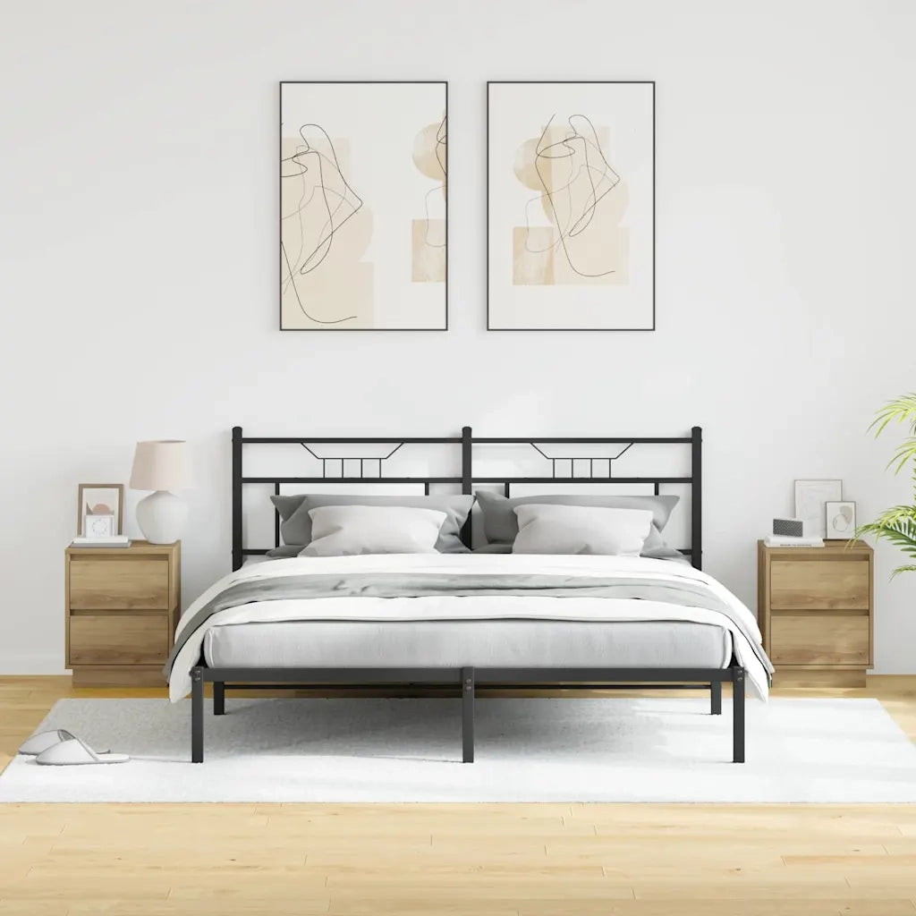 Set di 2 Comodini | Armadio da Notte | Mobiletto da notte Rovere artigianale 39 x 34,5 x 50 cm