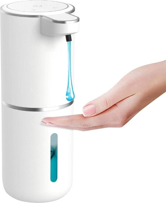 Dispensatore di sapone automatico da parete 380ml - dispensatore di sapone elettrico senza contatto - regolabile su 4 livelli - bianco - cucina e bagno