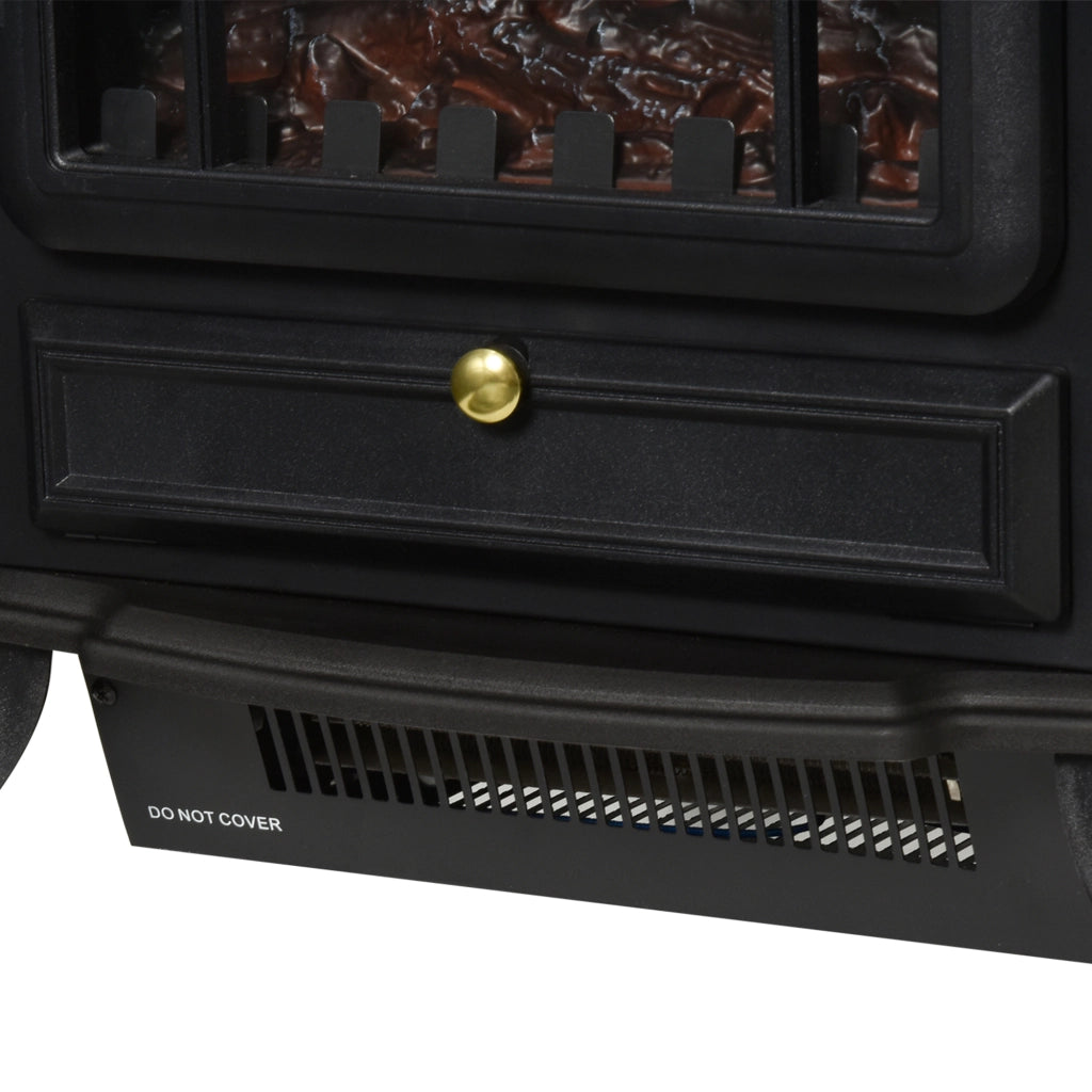 EasyComfort Camino Elettrico da Terra con Effetto Fiamma, Caminetto Elettrico 1000W /2000W con Protezione da Surriscaldamento e Termostato, in ABS e Vetro, 45x28x54cm, Nero