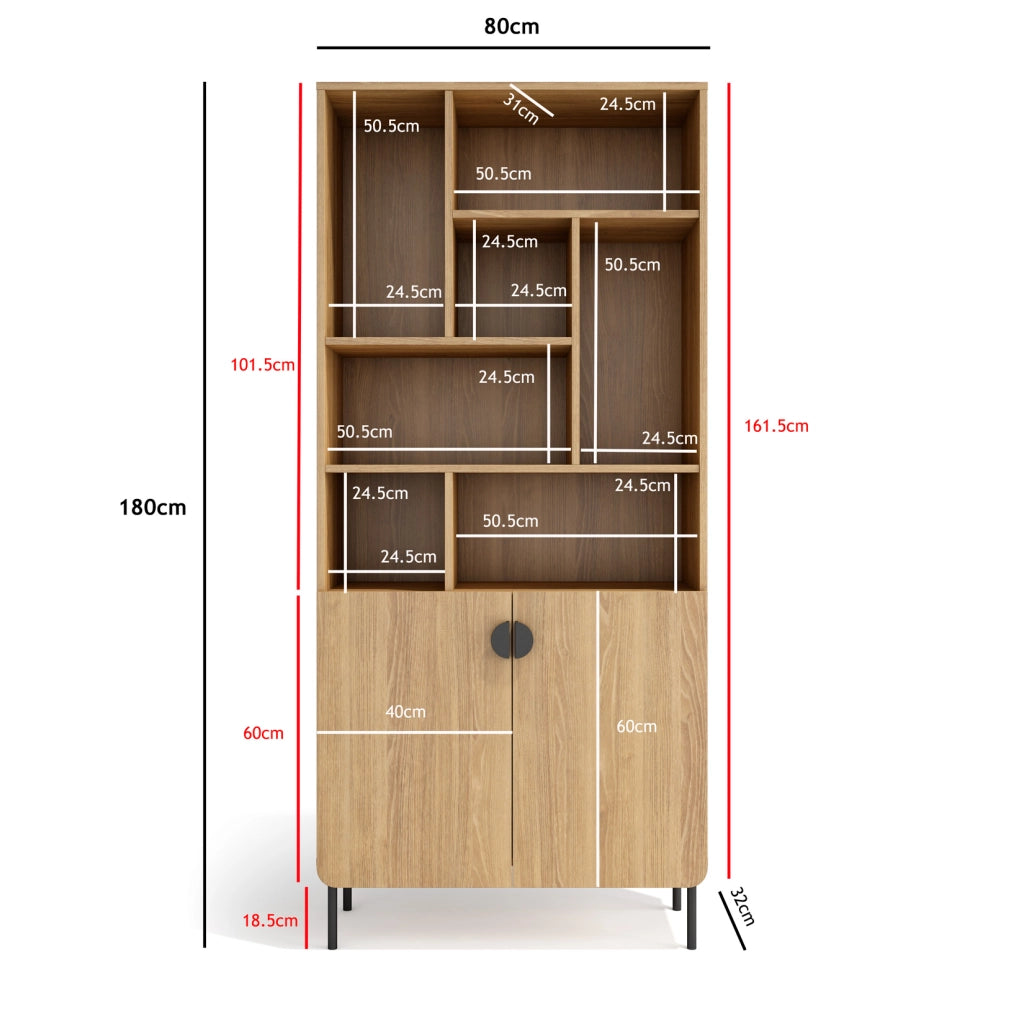 Scaffale contenitore Herdasa effetto rovere dorato 180×80×32