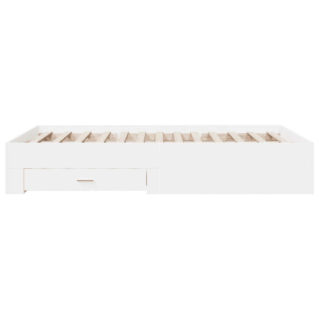 Giroletto con Cassetti-Struttura Letto con contenitore Bianco 120x190 cm in Legno Multistrato 268094
