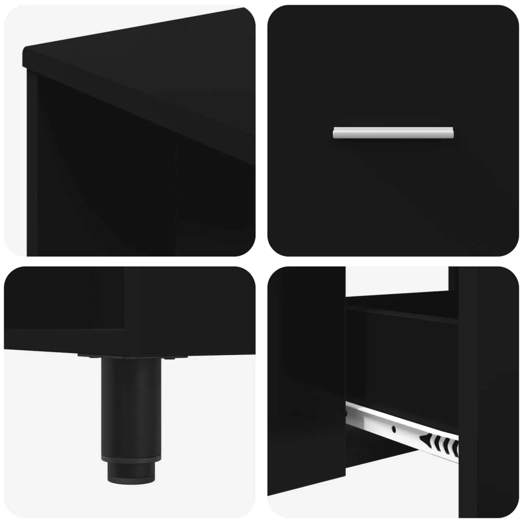 Mobiletto da bagno Nero 80 x 35 x 60 cm Legno ingegnerizzato 889386