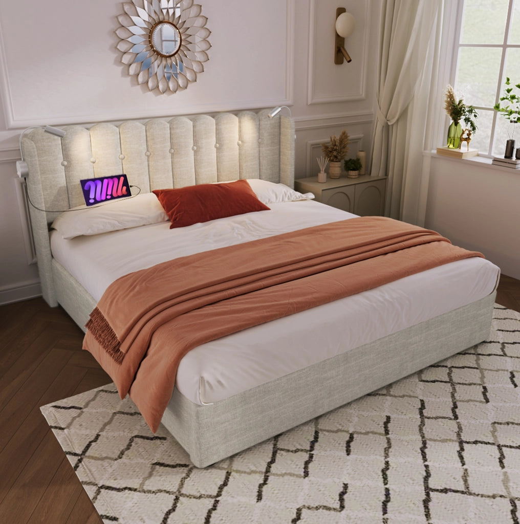 Letto matrimoniale contenitore 160x200 con luce lettura e USB