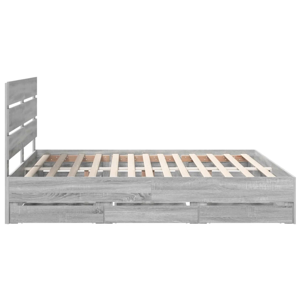 Letto matrimoniale | Letto per adulti | Struttura del letto con cassetto Grigio Sonoma 200 x 200 cm