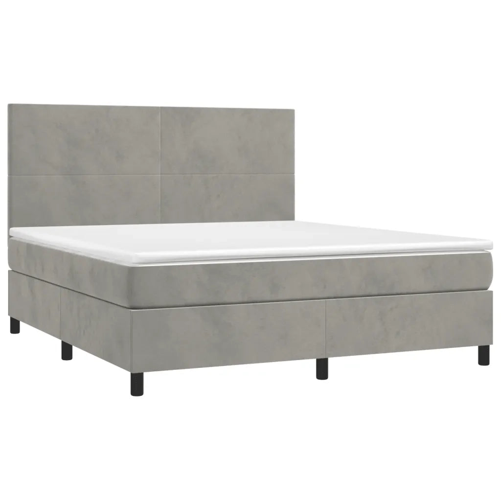 Giroletto a Molle con Materasso Grigio Chiaro 160x200cm Velluto 3142911