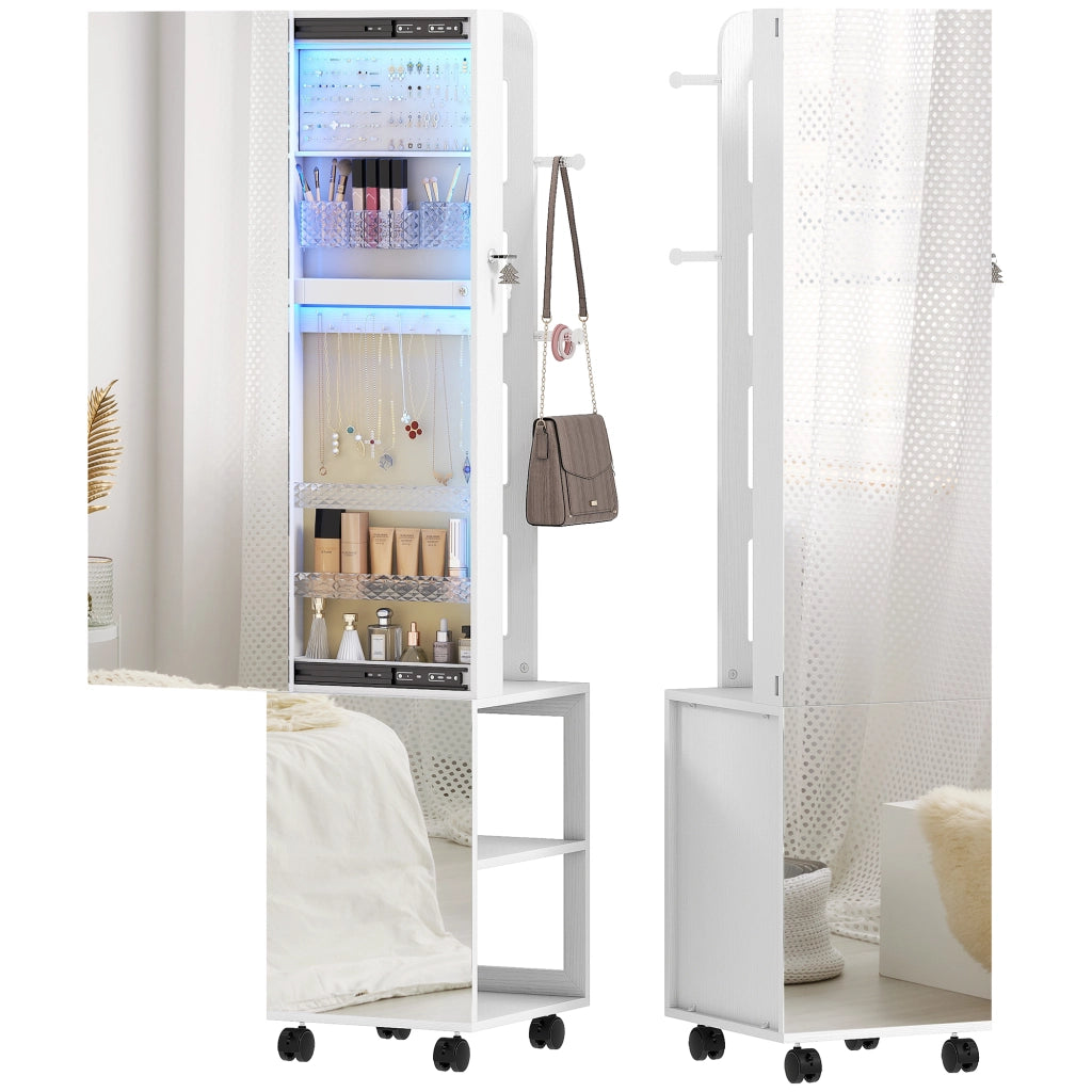 Armadio Specchio con Luci LED e Cassetti ¨C Zephmum ¨C Bianco 90x51x40