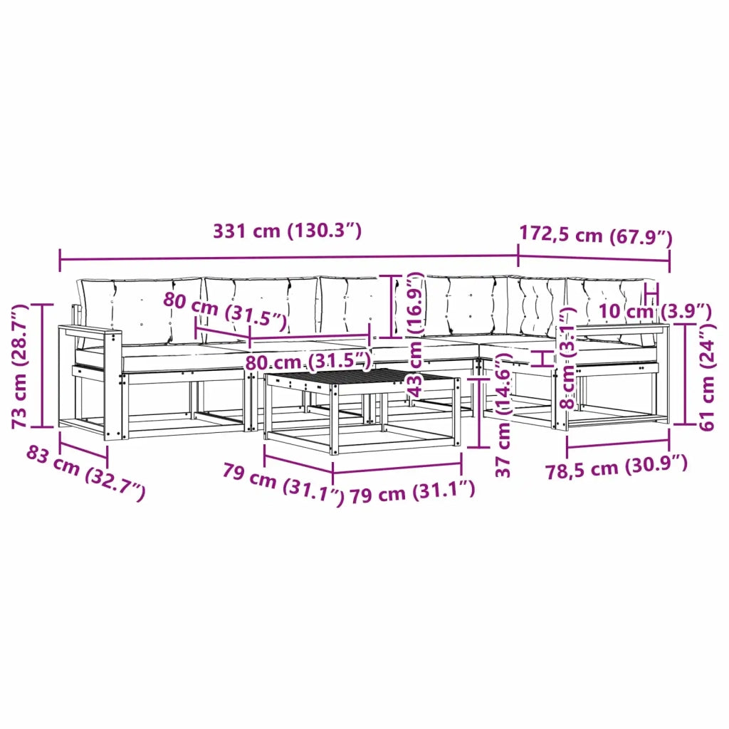 Set di divani da esterno 6 pz Bianco e Antracite Poliestere 3386486