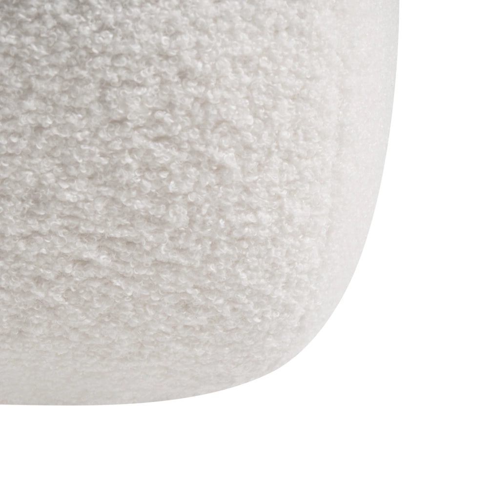 Pouf quadrato moderno grande rotondo poggiapiedi tessuto bouclé camera da letto soggiorno bianco sporco