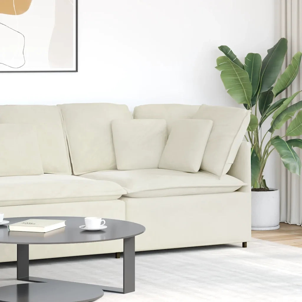 Modulo Angolare Divano Modulare con Cuscini Crema 100 cm CFW3443610