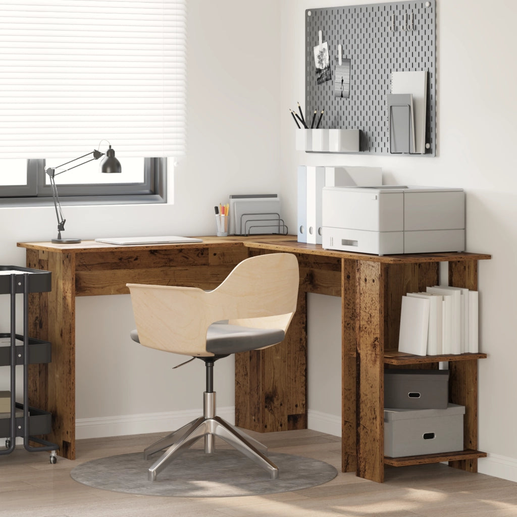 Scrivania Angolare Marrone Legno Vecchio MDF Medio