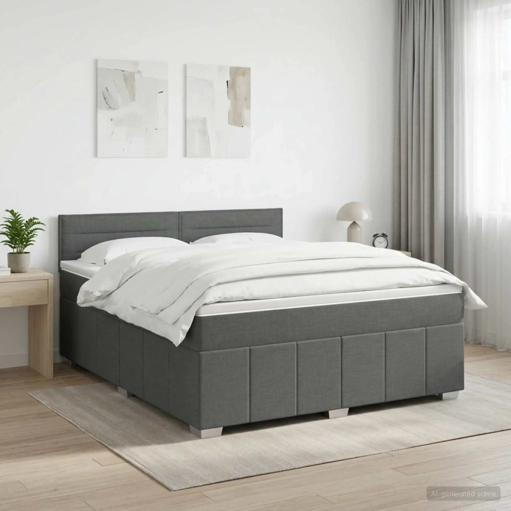 Letto box spring con materasso Grigio Scuro 160 x 200 cm 3451242