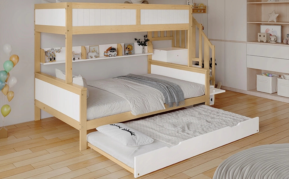 Letto a castello 90x200&90x190&120*200 - Xylo - Bianco con armadio