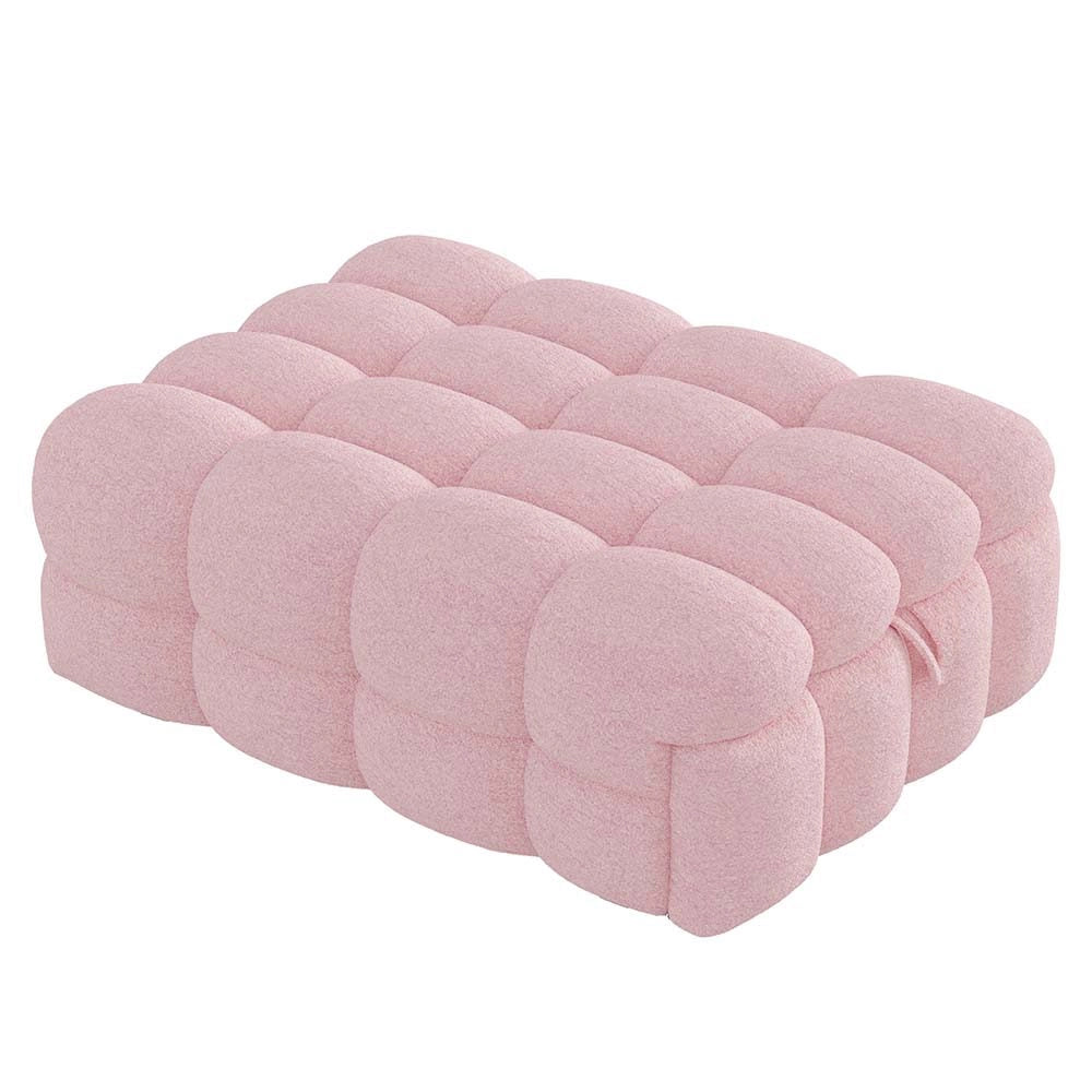 Pouf letto gigogne - Xylo - rosa, peluche, convertibile in letto