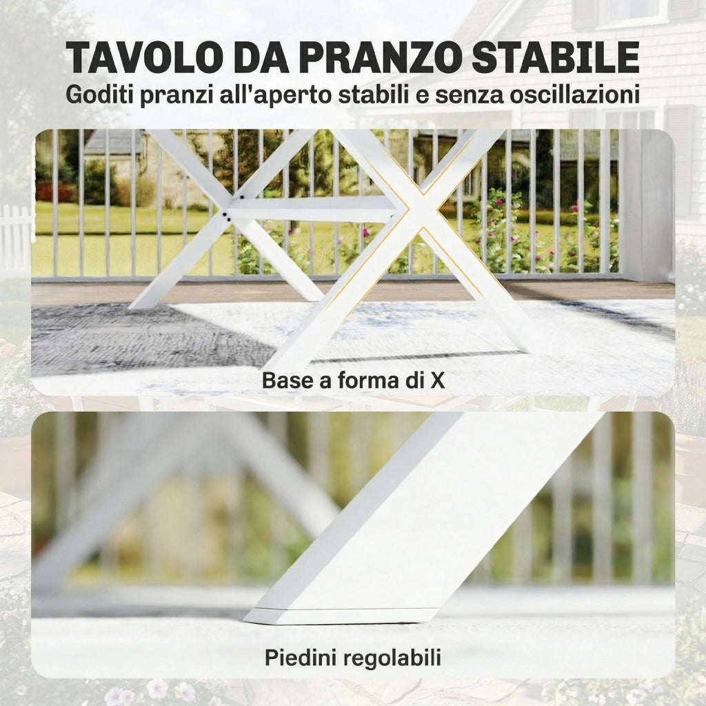 Set di Sedie da Pranzo per Esterni 7 Pezzi in Teak e Alluminio ¨C Zephmum ¨C Grigio