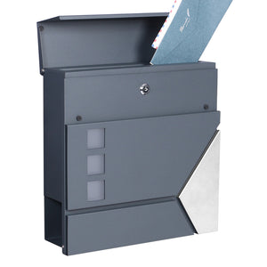 Cassetta postale con vano portagiornale V48 antracite + inox 370 x 105 x 370 mm