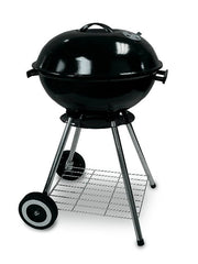 Barbecue in acciaio griglia Ø 45 cm nero con ruote e coperchio Fredi