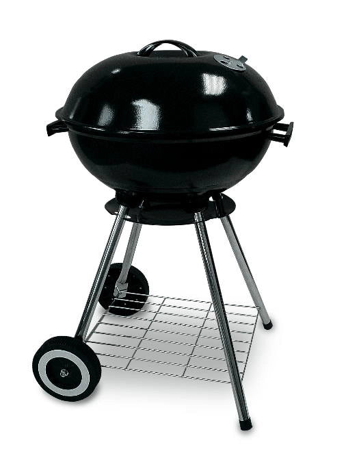 Barbecue in acciaio griglia Ø 45 cm nero con ruote e coperchio Fredi