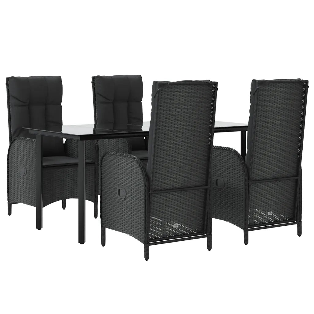 Set da Pranzo da Giardino 5 pz Nero con Cuscini in Polyrattancod mxl 100414