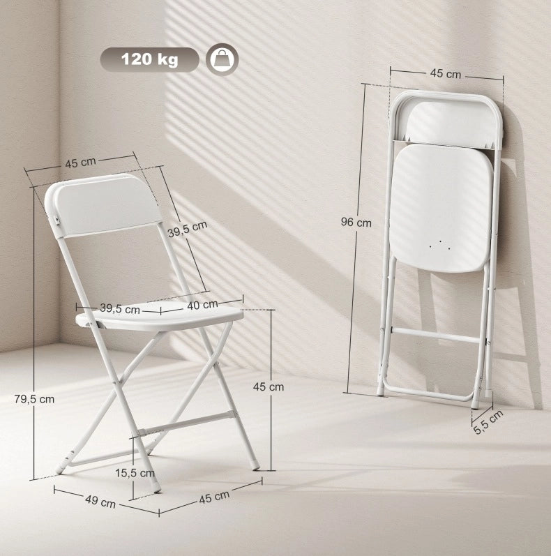 Set di 6 sedie pieghevoli bianche in plastica