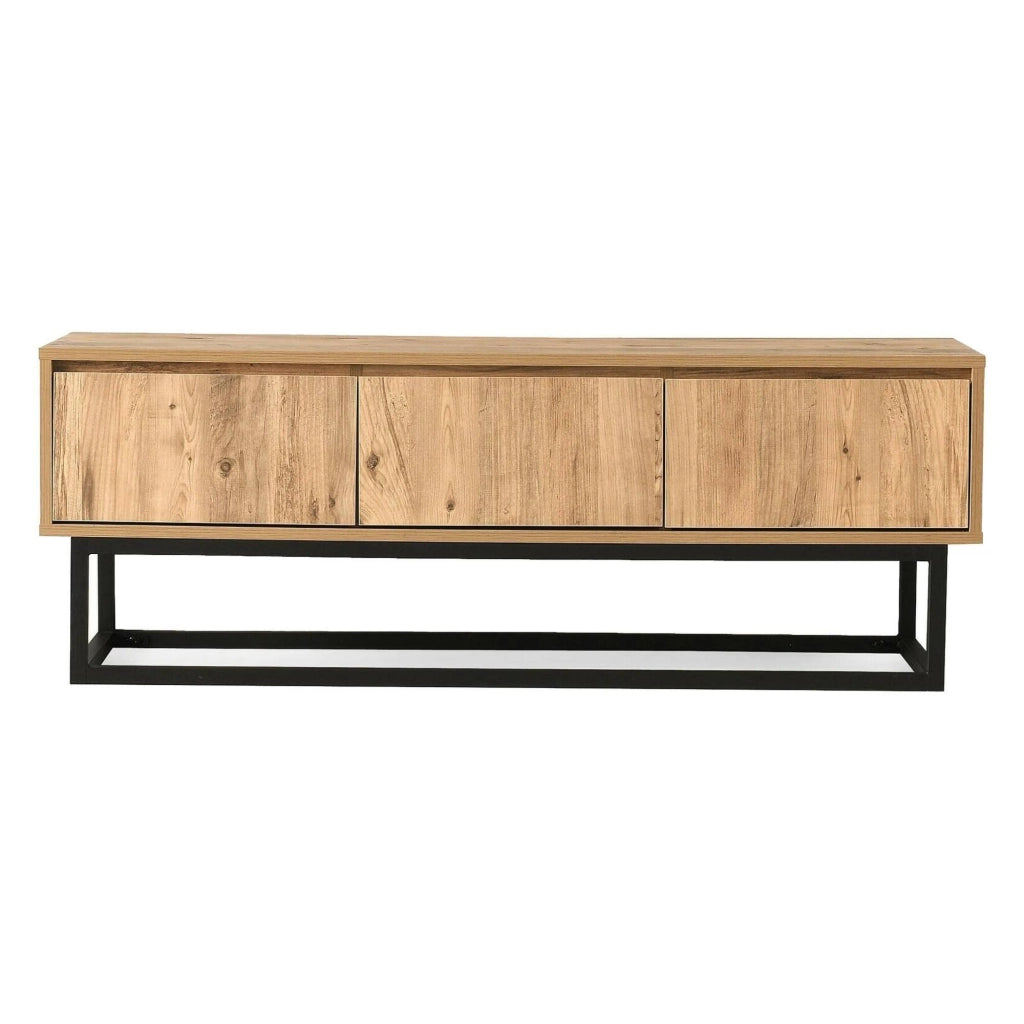 Mobile porta TV Ignazia, Credenza da soggiorno, Armadio basso per TV, Base parete attrezzata, 140x40h50 cm, Quercia e Nero
