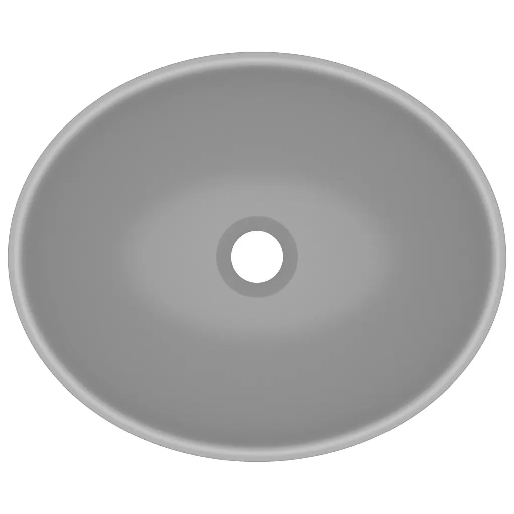 Lavandino Lusso Ovale Grigio Chiaro Opaco 40x33 cm in Ceramica 146927