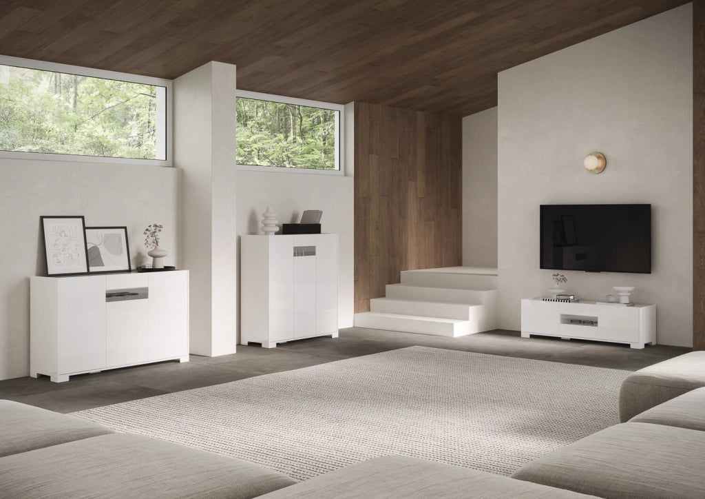 Porta TV 3 ante 130x40x40 cm bianco lucido - RIFLESSO