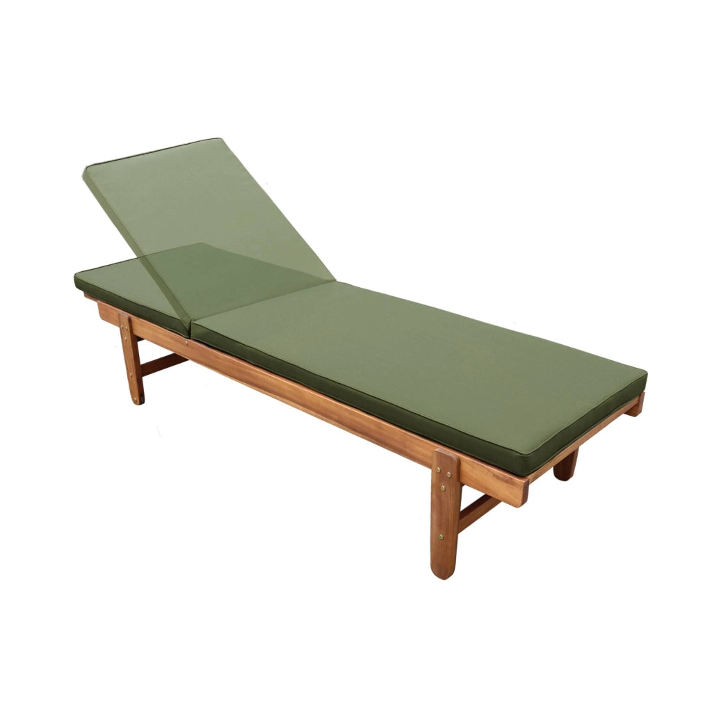 Set 2 lettini prendisole in legno multiposizione, verde kaki