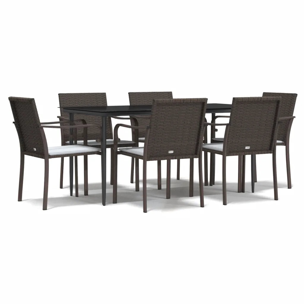 Set Pranzo da Giardino 7 pz con Cuscini in Polyrattan e Acciaio 3186946