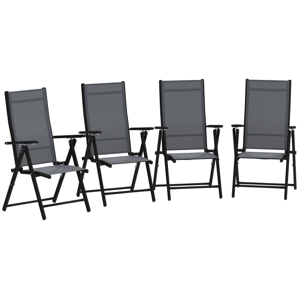 Set 4 Sedie da Giardino 56x69x106 cm Pieghevoli e Traspiranti in Acciaio e Poliestere Grigio