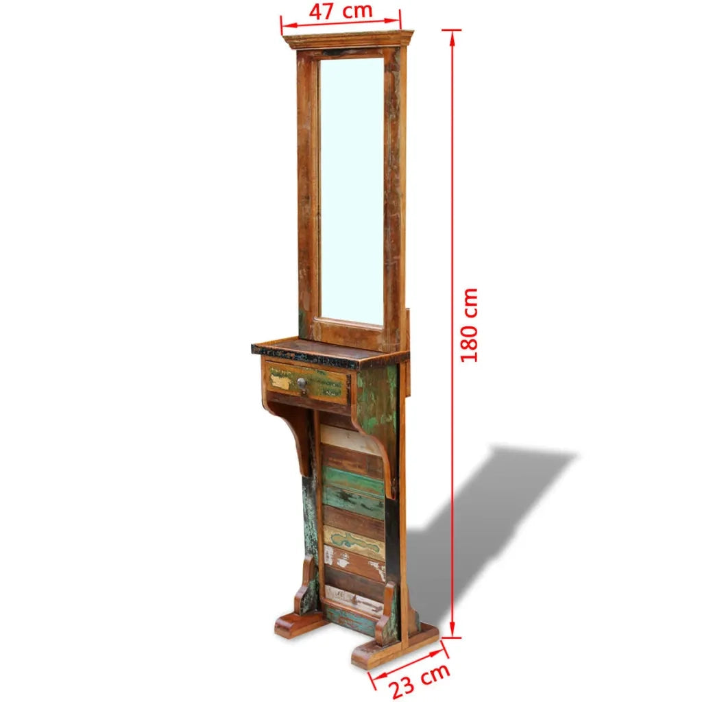 Specchio da Ingresso in Legno Massello di Recupero 47x23x180 cm 243330