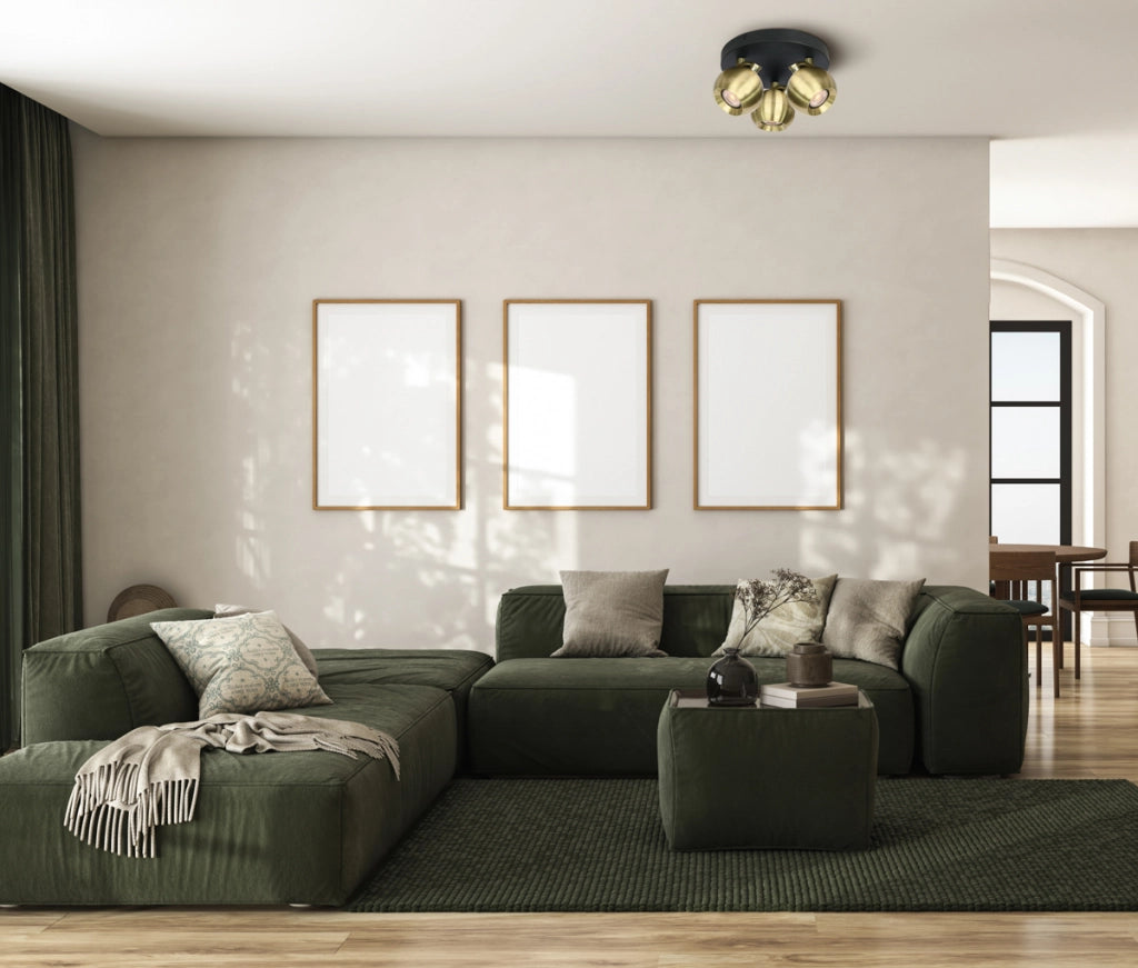 Plafoniera Italux Lafin ottone/nero 3 spot GU10 10W