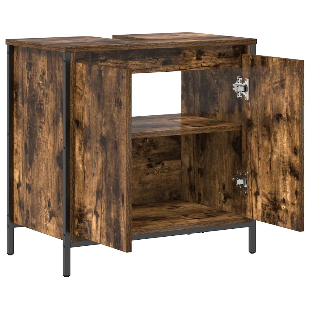 Mobile Lavabo da Bagno-Armadietto da bagno Rovere Fumo 60x34,5x60 cm