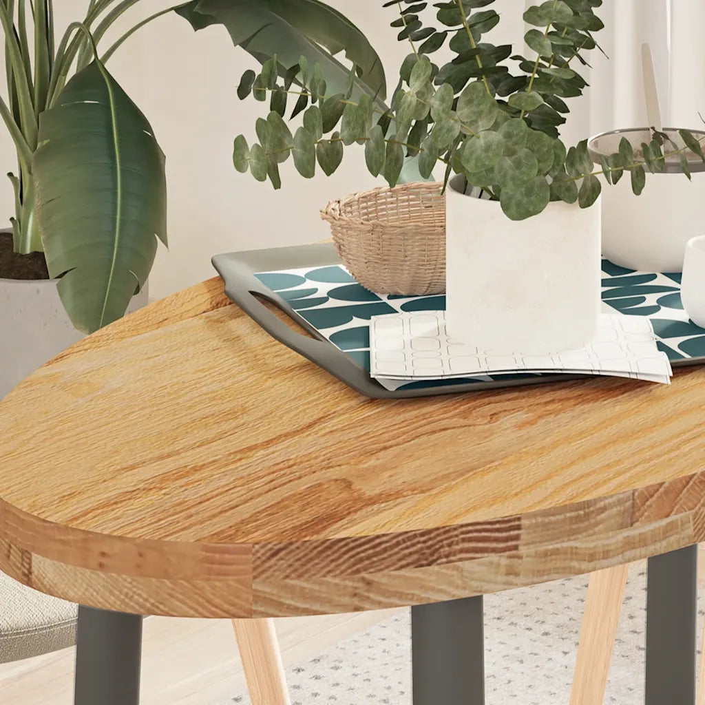 Piano Tavolo | Superficie Tavolo | Piano Scrivania Marrone Chiaro 100x50x4cm in Rovere Massello Ovale