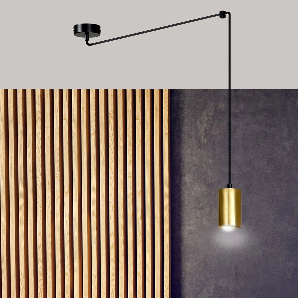 Lampada a sospensione TRAKER in acciaio nero e oro