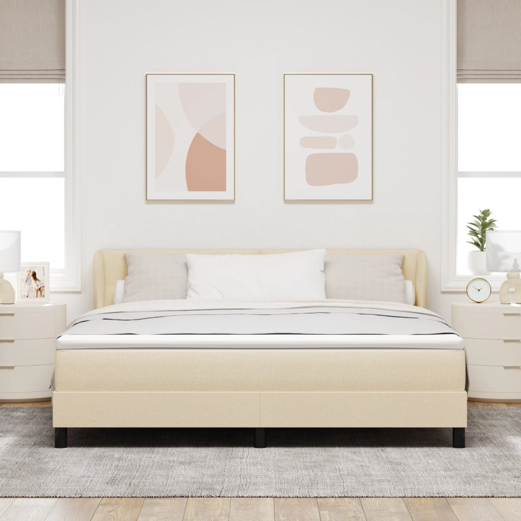 Letto Box Spring con Materasso Crema 180x200 cm Tessuto