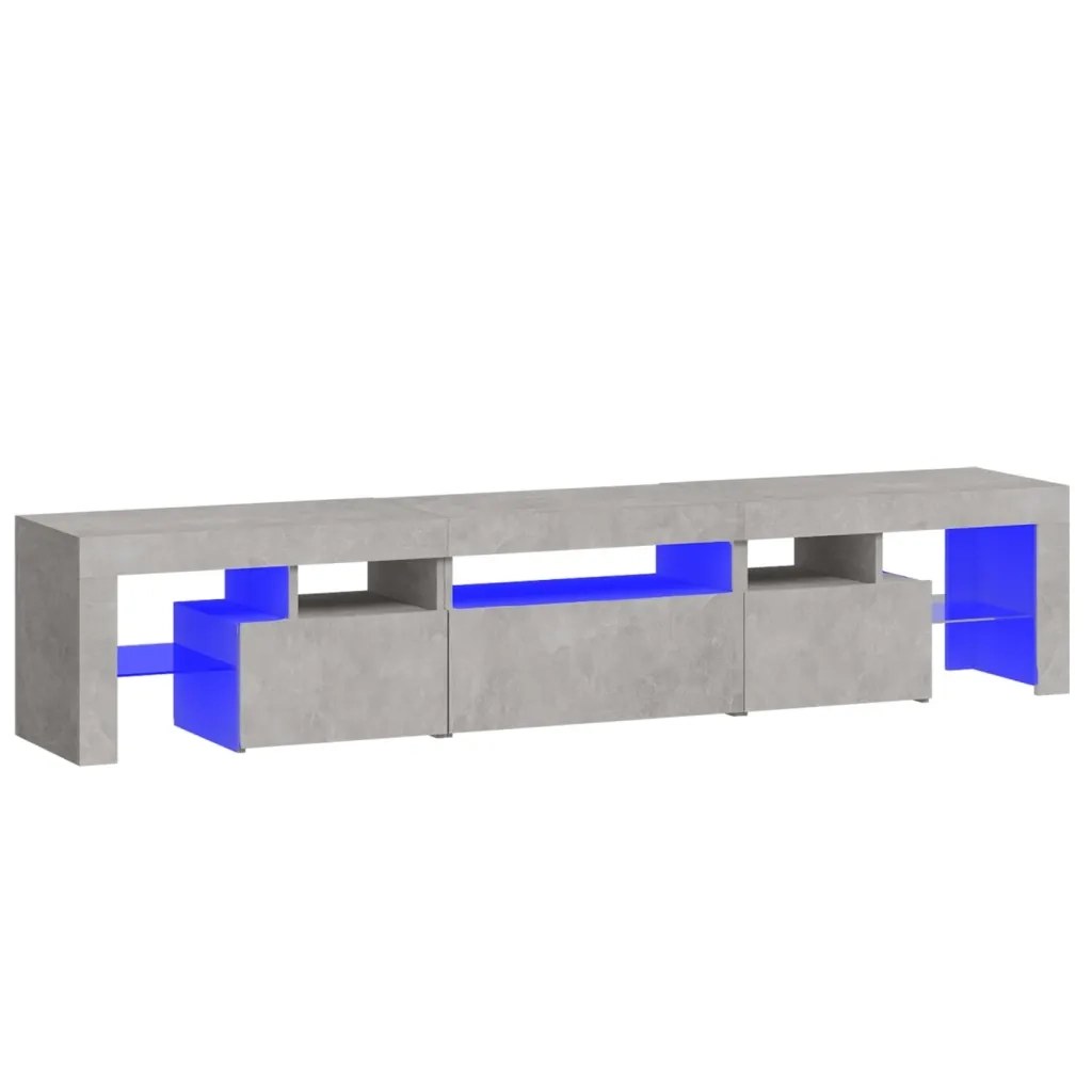Mobile Porta TV con Luci LED Grigio Cemento 200x36,5x40 cm 3152813