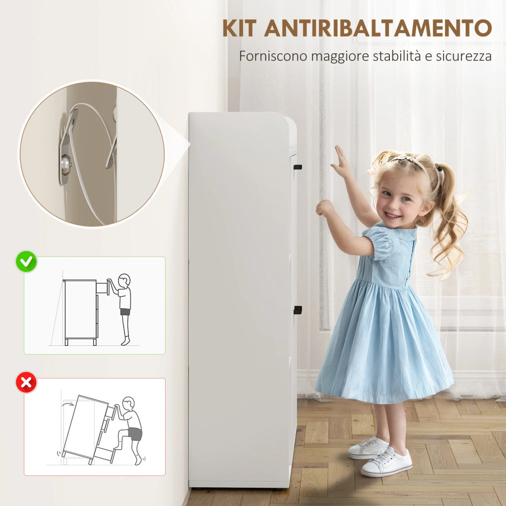 Scarpiera con Cassetti e Vani Aperti ¨C Zephmum ¨C Bianco 83x24x90.5 cm
