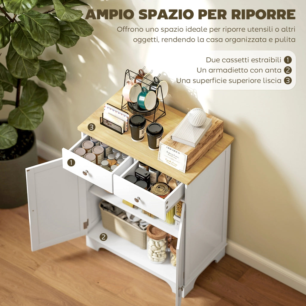 Credenza Bassa ¨C zephmum ¨C Bianco e Legno