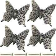 4 pezzi di maniglie per porta in stile farfalla retro - decorativa maniglia metallica - accessori per porta di stile - maniglia con maniglione per porta singola - bronzo - accessori per cucina di stile